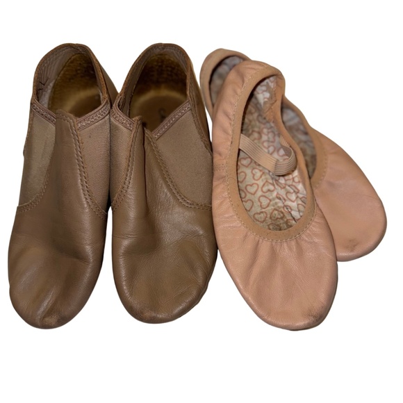 Dance Bundle: Capezio Jazz Slip-On Shoes & Bloch Ballet Flats Girls - Picture 1 of 6